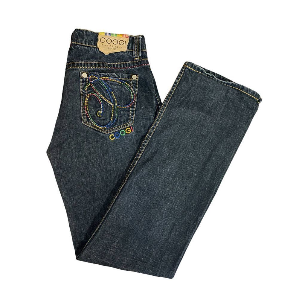 Coogi Australia Black Rainbow Colorful Embroidered Straight Leg Jeans Size 11/12